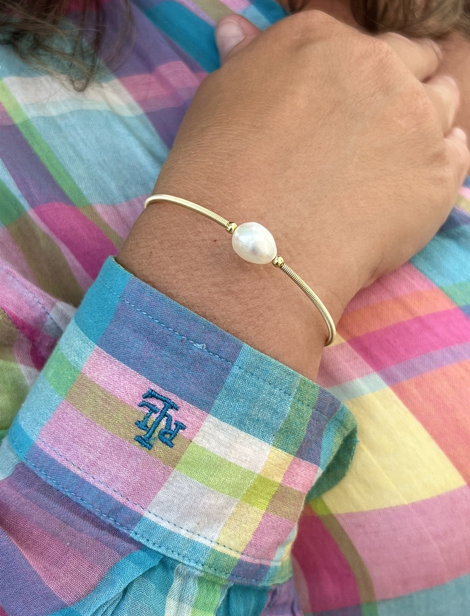 Wendy Mignot Cezanne Single Pearl Brass Bangle
