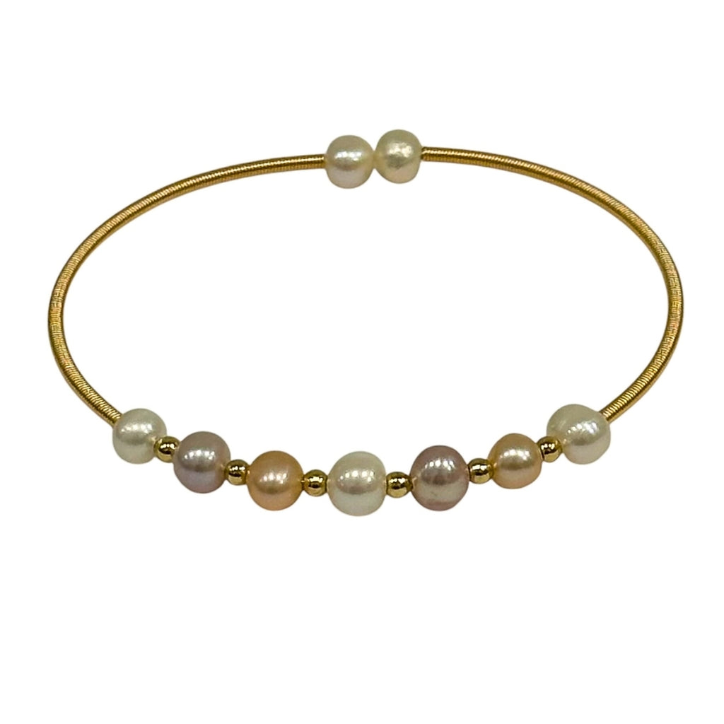 Degas Petite Multi-colored Pearls Brass Bangle