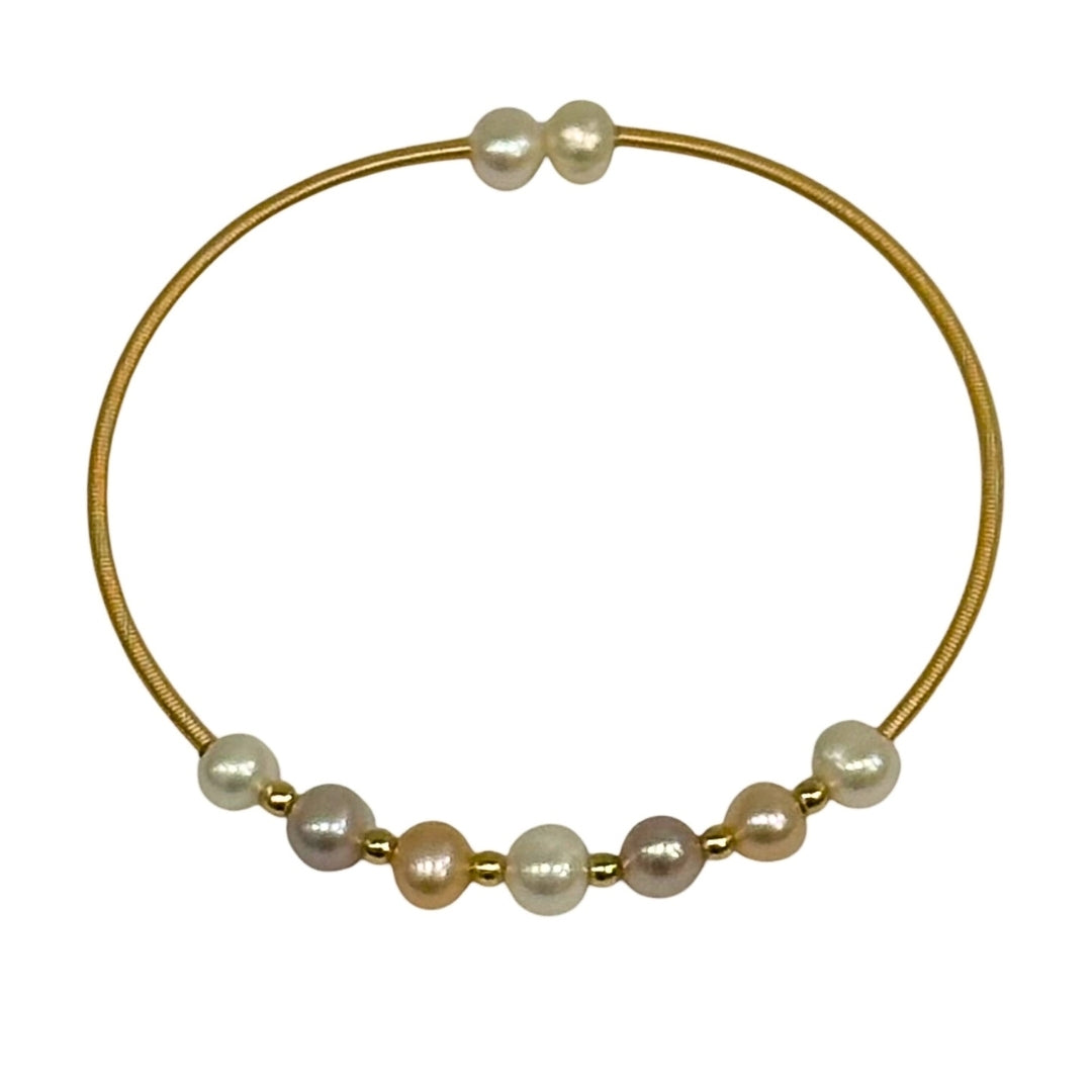 Degas Petite Multi-colored Pearls Brass Bangle