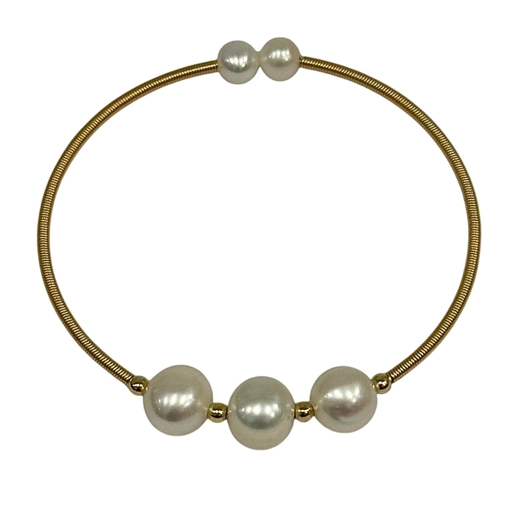 Renoir 3 Pearl Brass Bangle White