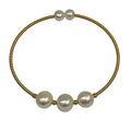 Renoir 3 Pearl Brass Bangle White