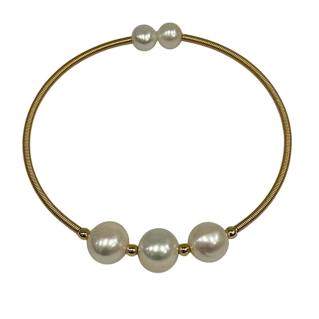 Renoir 3 Pearl Brass Bangle White