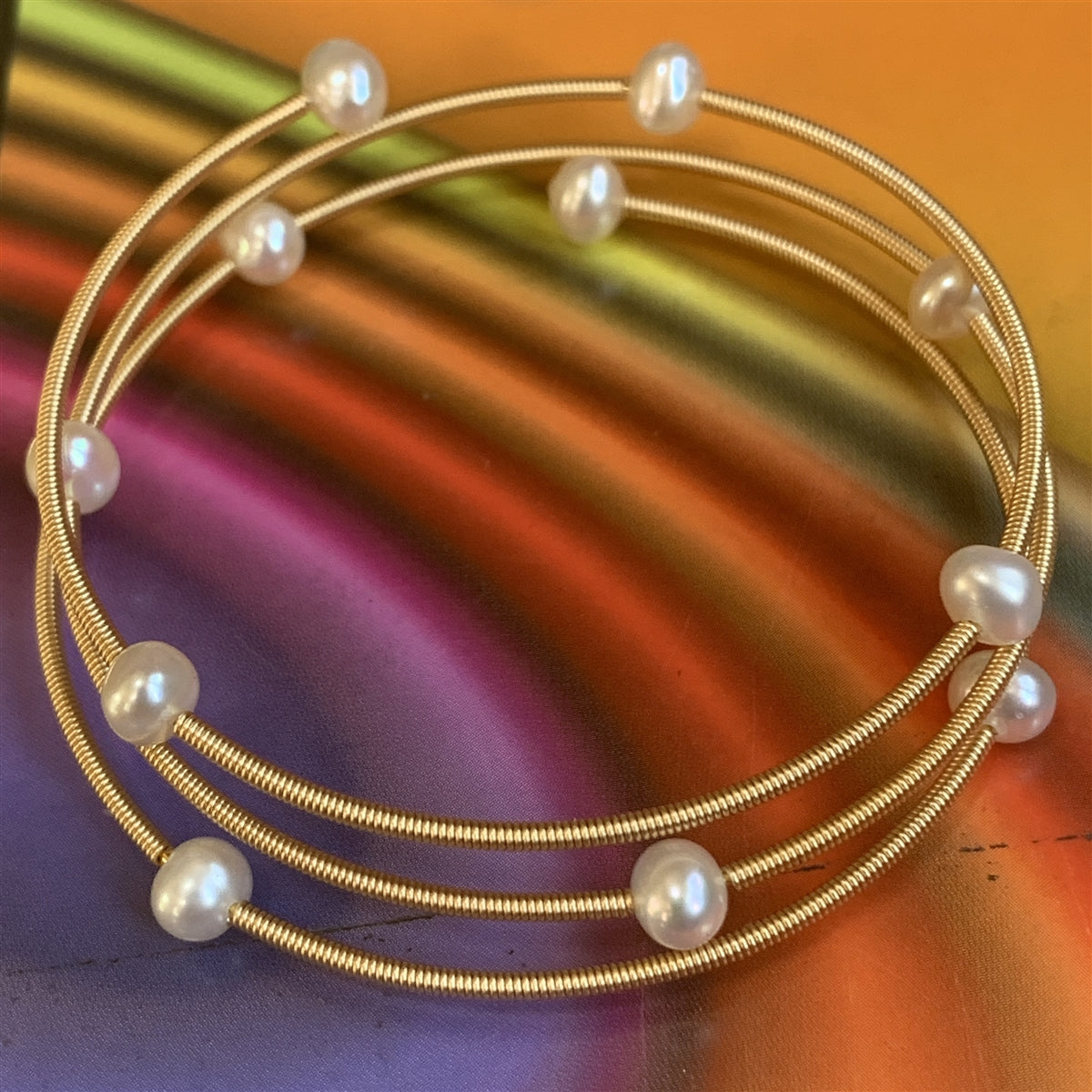 Van Gogh Freshwater Pearl Brass Wrap Bracelet