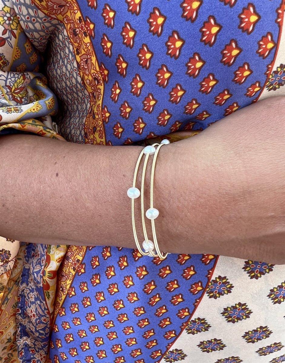 Van Gogh Freshwater Pearl Brass Wrap Bracelet