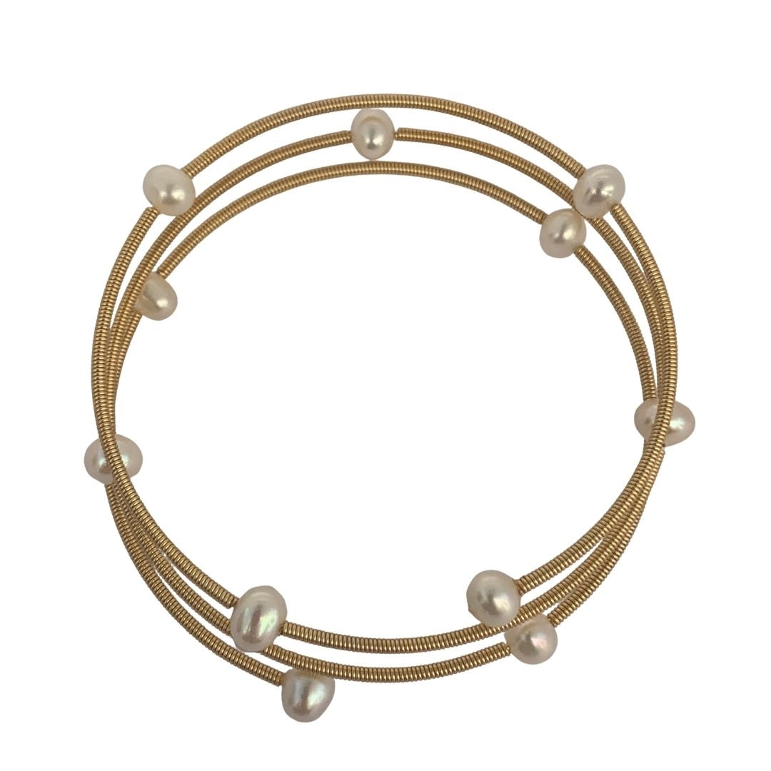 Van Gogh Freshwater Pearl Brass Wrap Bracelet