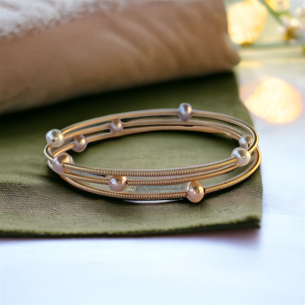 Van Gogh Multi-colored Pearl Brass Wrap Bracelet