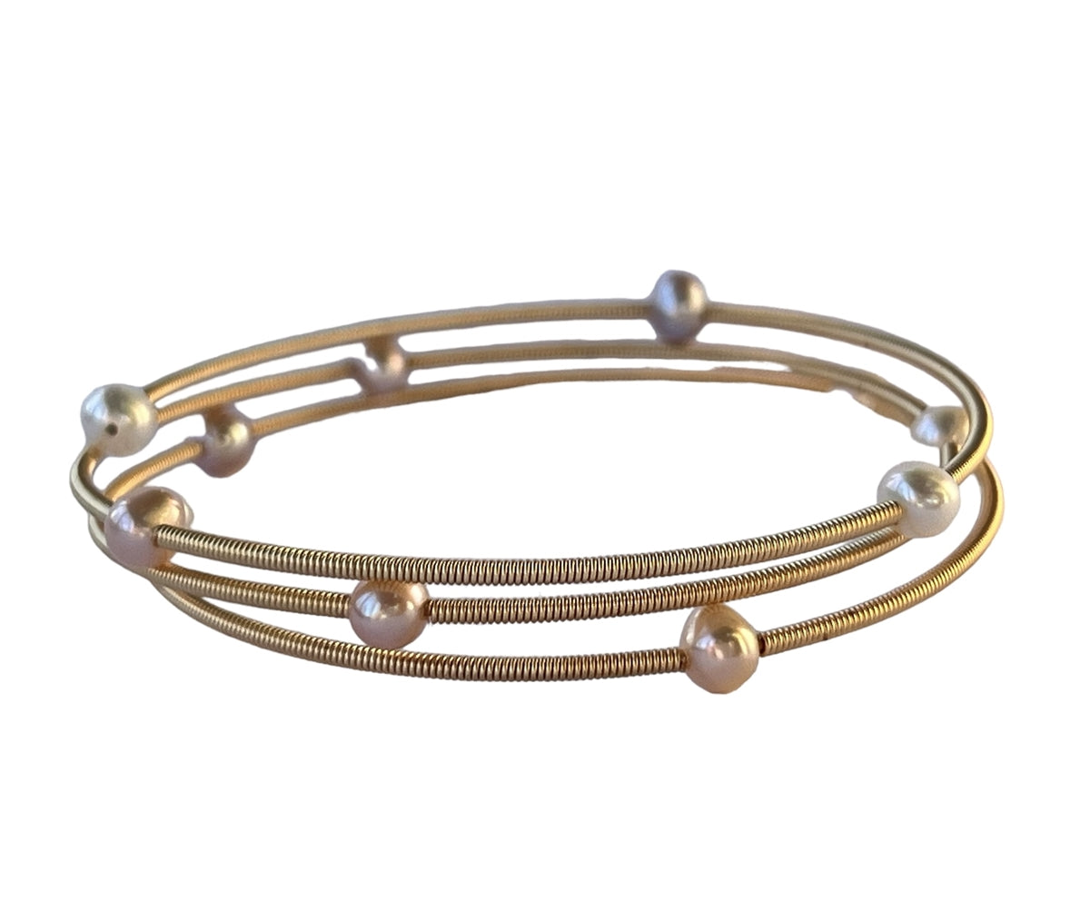 Van Gogh Multi-colored Pearl Brass Wrap Bracelet