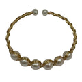 Bazille Breezy Freshwater Pearl Brass Wrap Bangle