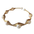 Delacroix  Freshwater Pearl Brass Wrap Bangle