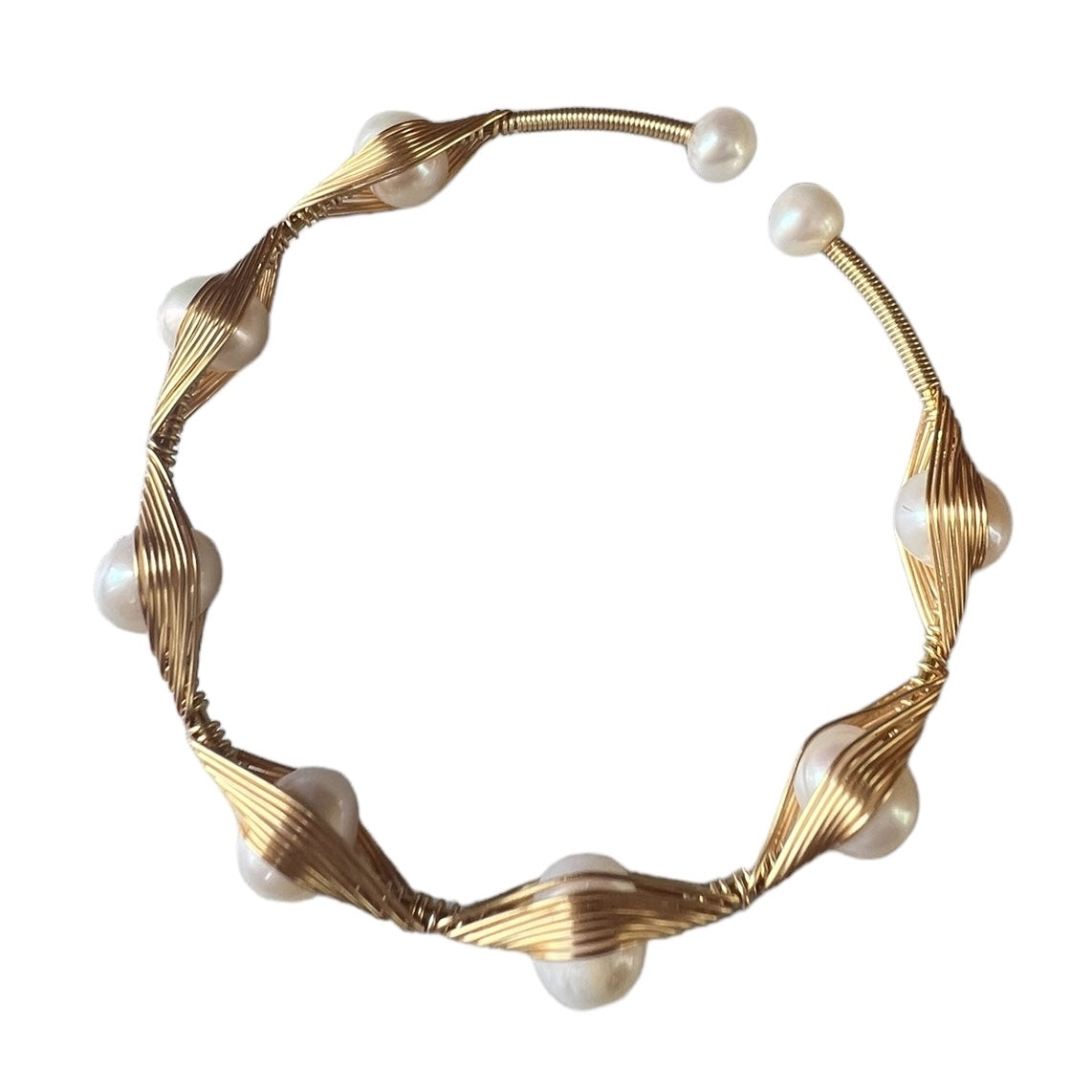 Delacroix  Freshwater Pearl Brass Wrap Bangle