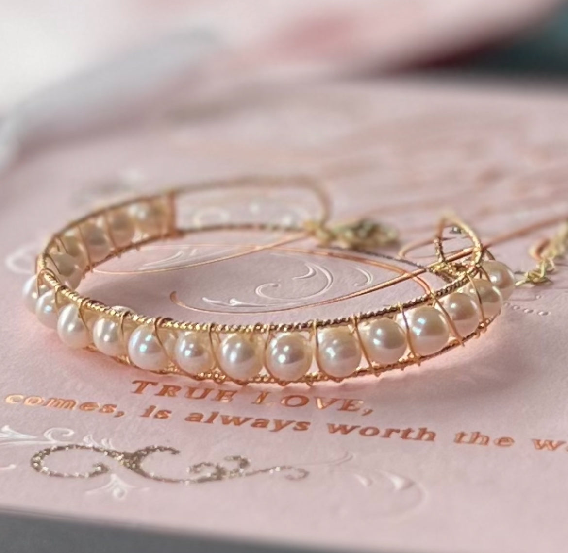 Du Champ  Freshwater Pearl Brass Wrap Bangle