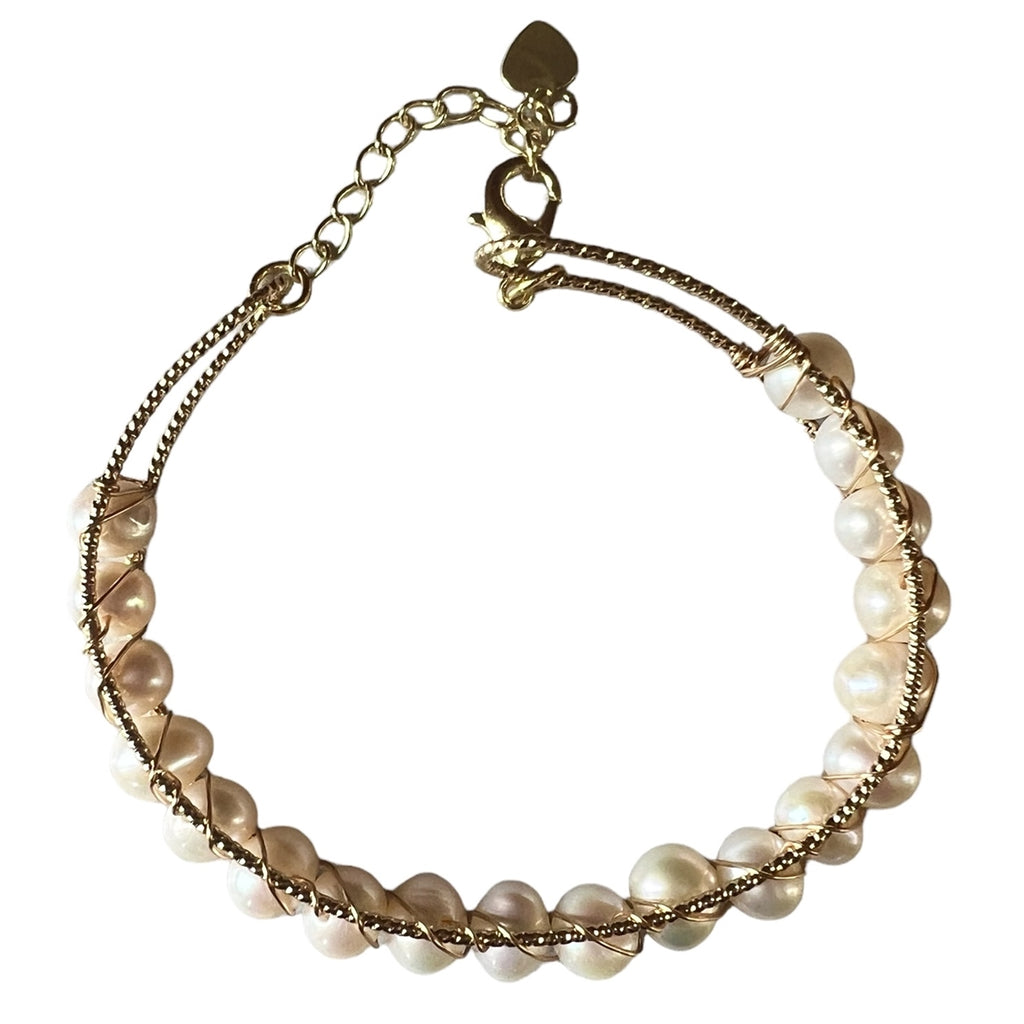 Du Champ  Freshwater Pearl Brass Wrap Bangle