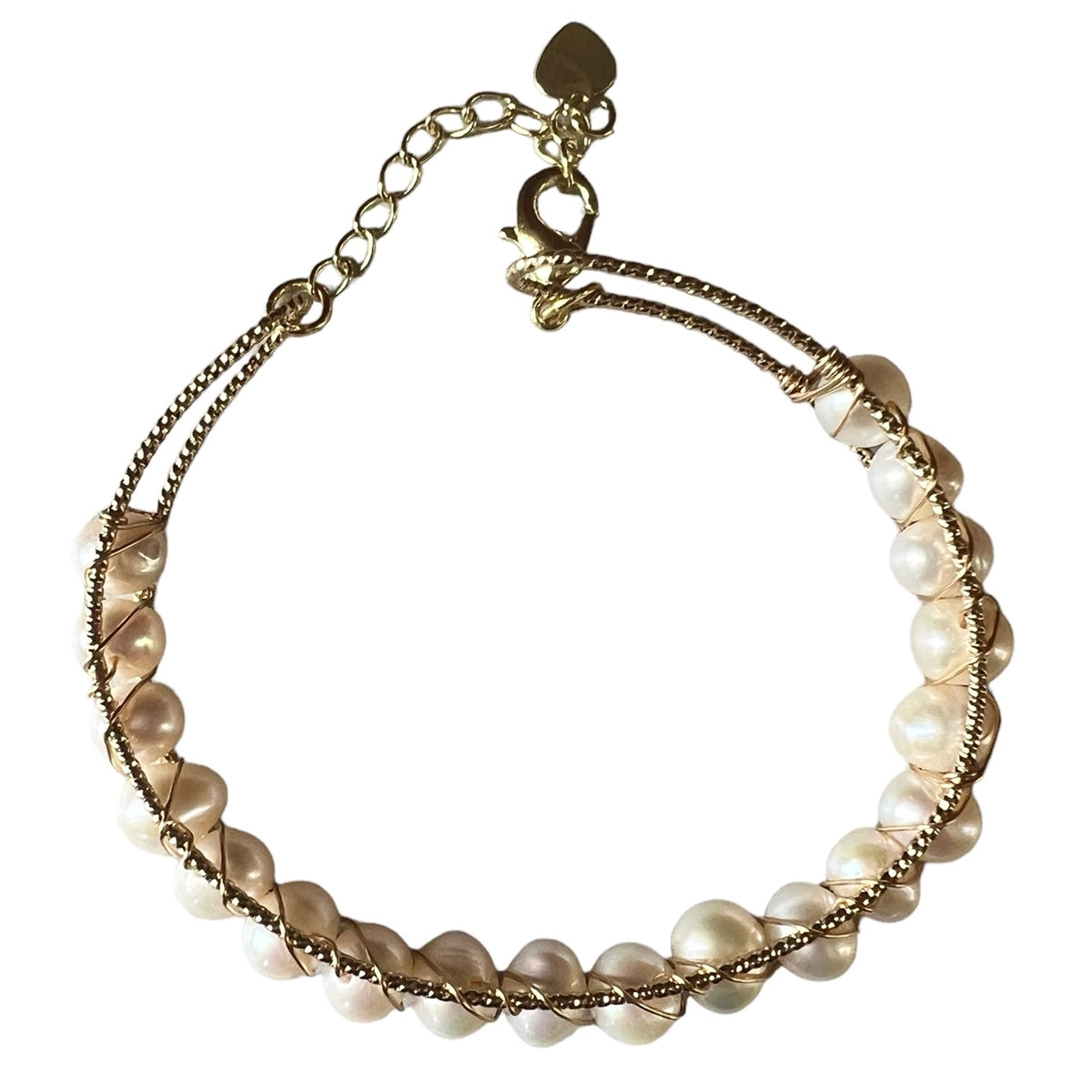 Du Champ  Freshwater Pearl Brass Wrap Bangle