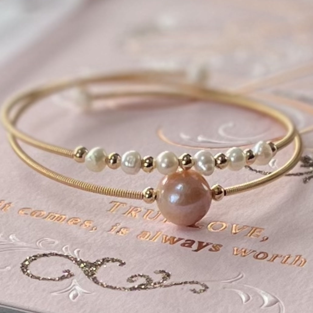 Picasso Freshwater Pearl Brass Wrap Bangle