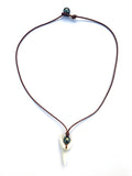 photo of Wendy Mignot Shark's Tooth and Tahitian Pearl and Leather Ryder Necklace