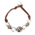 Fine Pearls and Leather Jewelry by Designer Wendy Mignot | Namaste Om Freshwater Bracelet