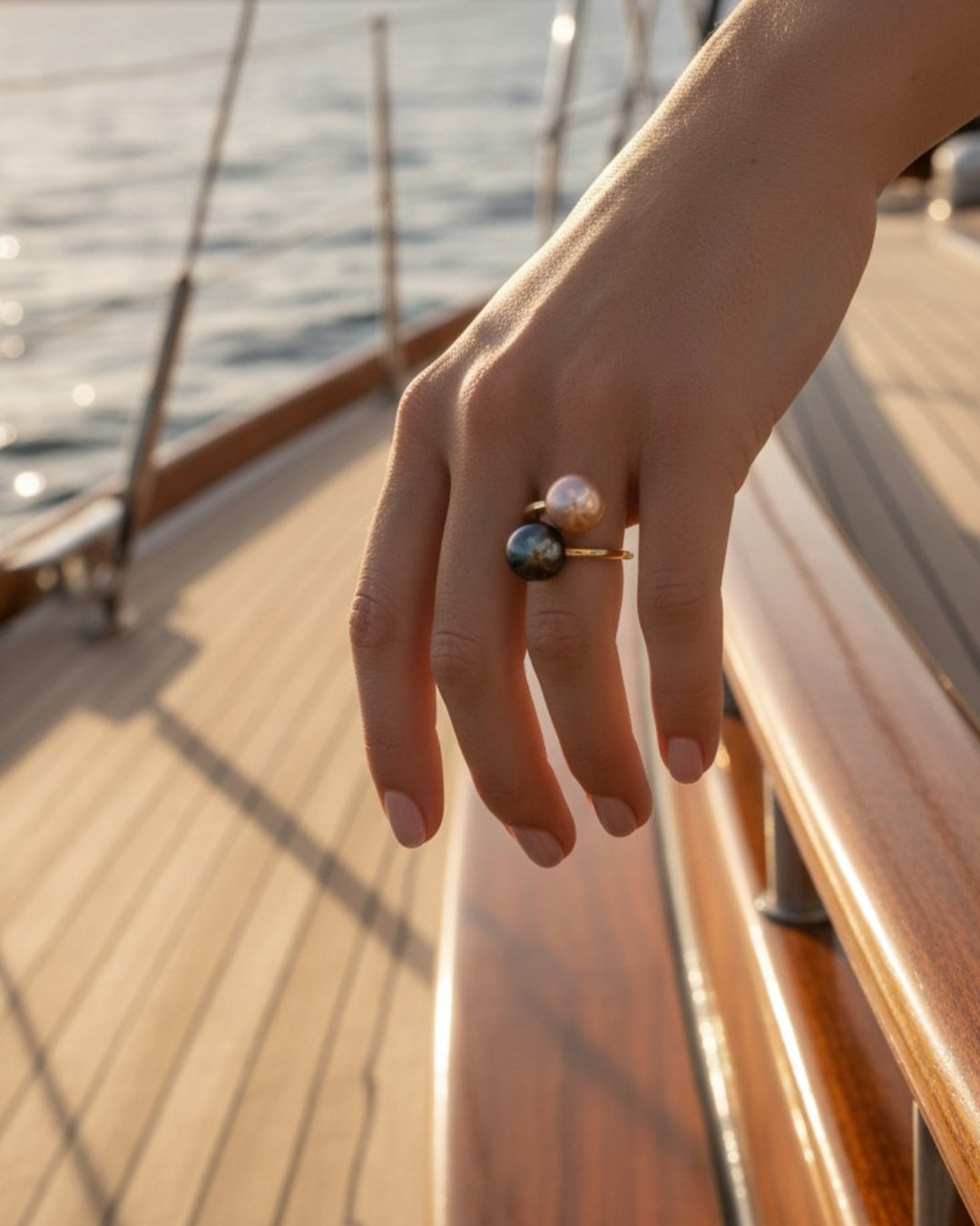 Ohana Tahitian and Freshwater Pearl Single Wrap 14k Gold Filled Ring