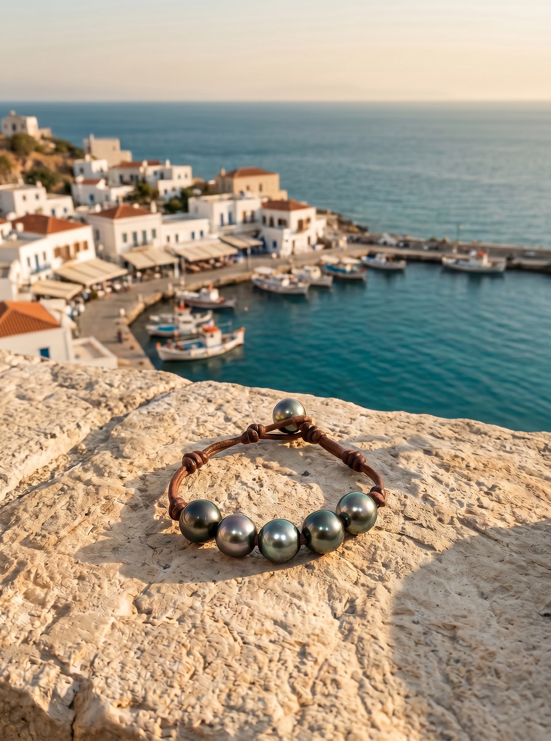Wendy Mignot Bora Bora Five Tahitian Pearl and Leather Breezy Bracelet