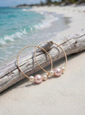 Wendy Mignot 14k Gold-Filled Three Pearl Hoop Earrings - White, Pink, White