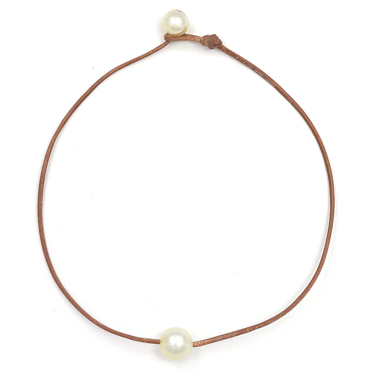 photo of Wendy Mignot South Sea Golden Single Pearl and Leather Necklace