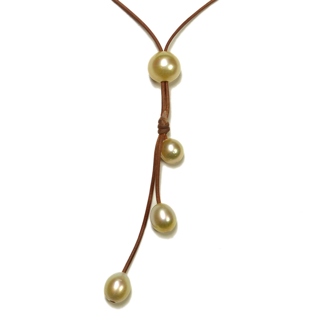 Wendy Mignot Signature South Sea Gold Pearl and Leather Necklace