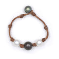 Fine Pearls and Leather Jewelry by Designer Wendy Mignot Three Pearl South Sea White 2, Tahitian Bracelet