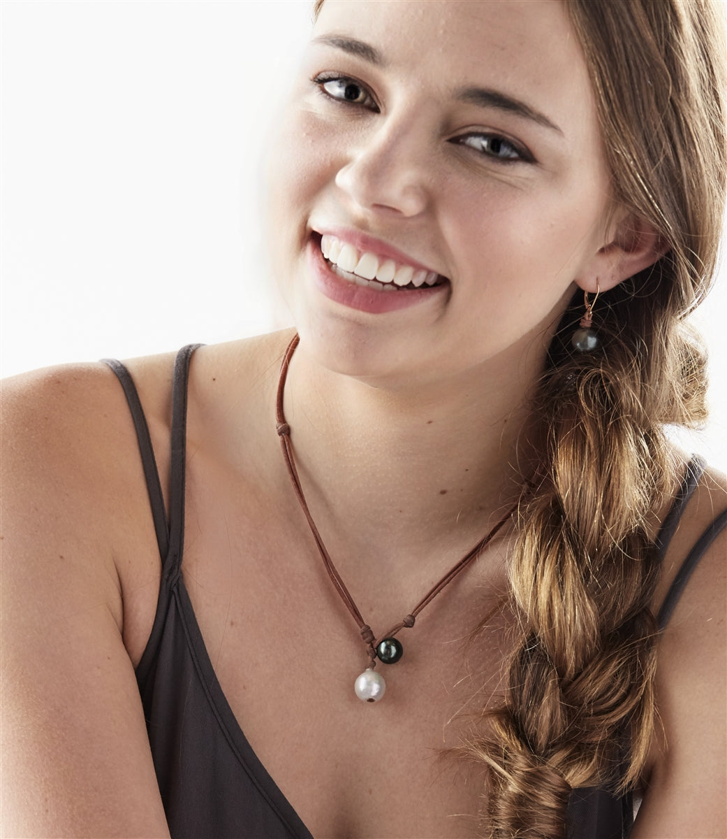 Wendy Mignot Carter Tahitian and Freshwater Pearl and Leather Necklace