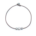 Fine Pearls and Leather Jewelry by Designer Wendy Mignot Daisy Tahitian and South Sea Necklace