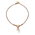 Fine Pearls and Leather Jewelry by Designer Wendy Mignot Grove South Sea Gold and South Sea White Necklace