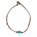 Fine Pearls and Leather Jewelry by Designer Wendy Mignot Turquoise Zak with Knots Necklace, Limited Edition