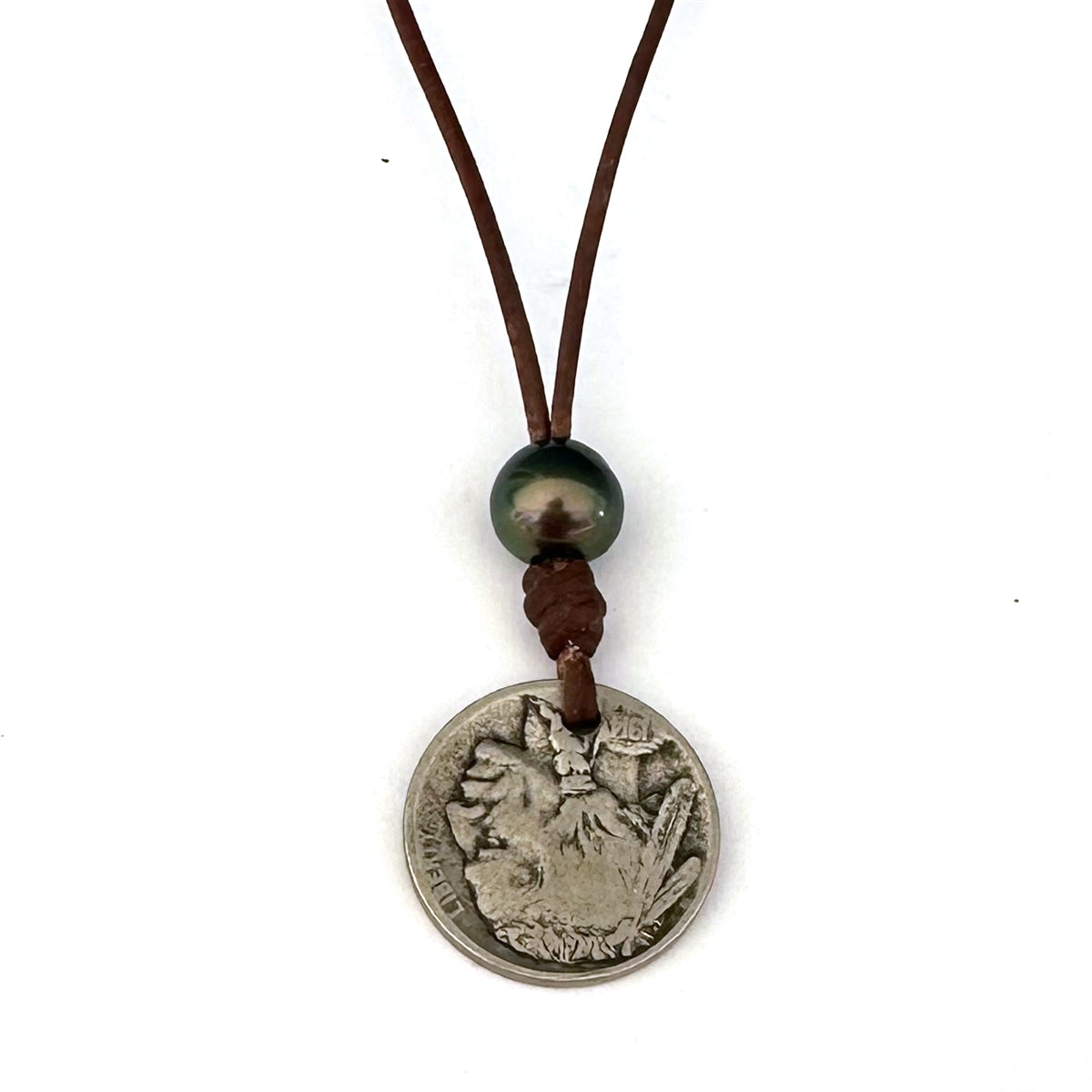 Buffalo Nickel and Tahitian Pearl Necklace