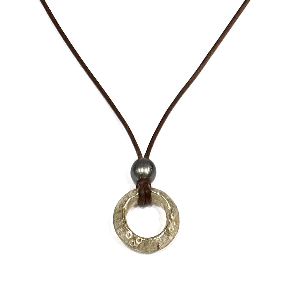 Silver Band with Tahitian Pearl- Saba