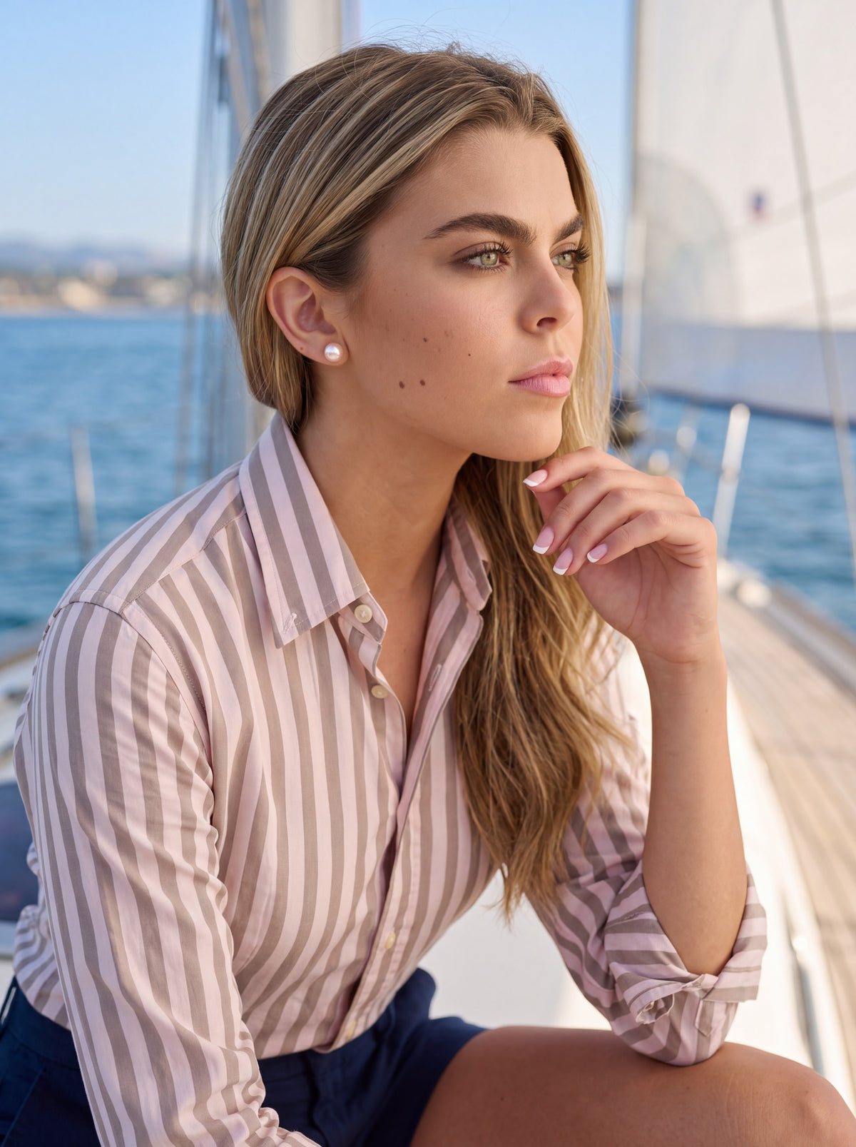 Wendy Mignot Chloe Freshwater Pearl Stud Earrings, Blush