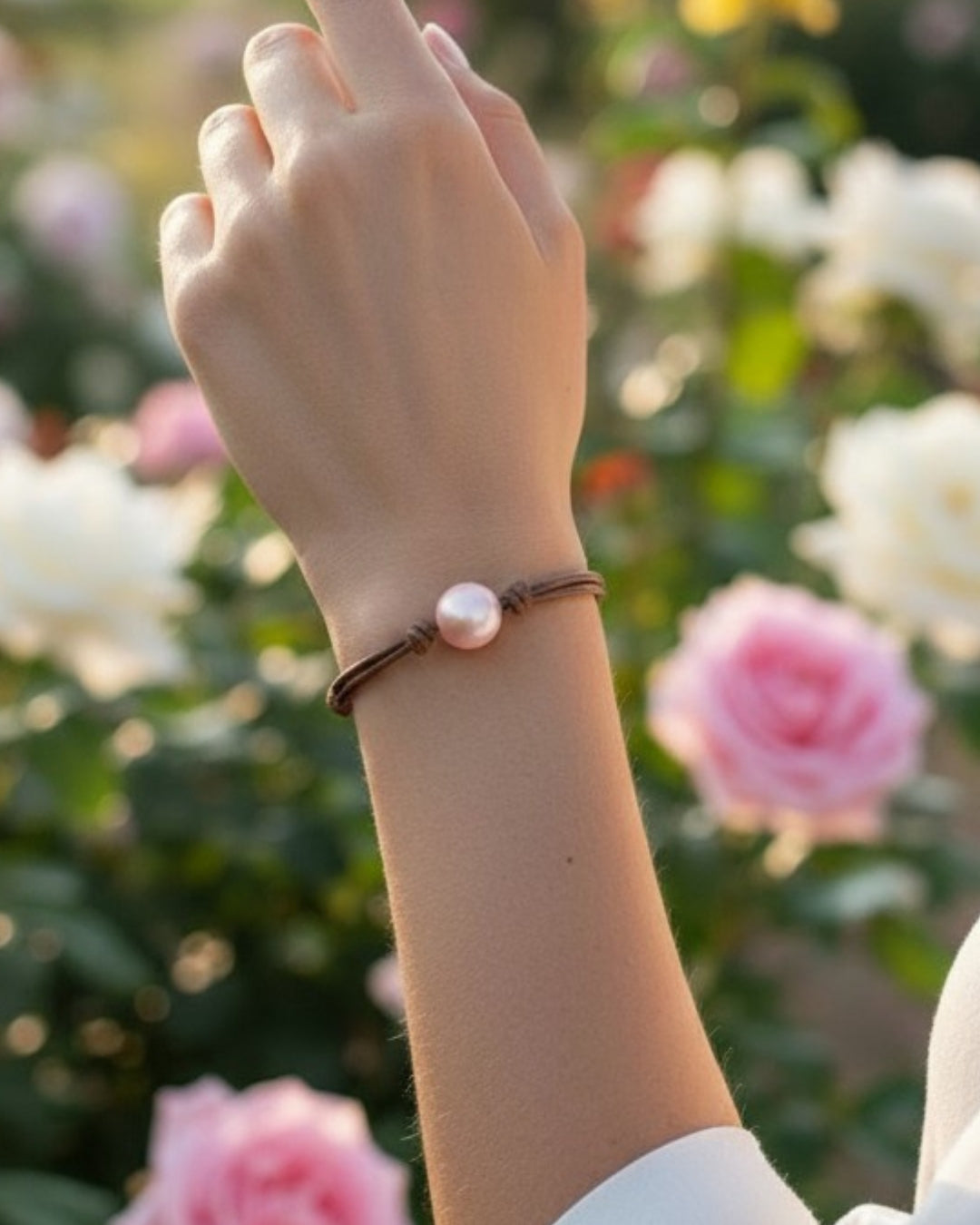 Wendy Mignot Rosie A+ Pearl and Leather Bracelet- Blush Limited Edition